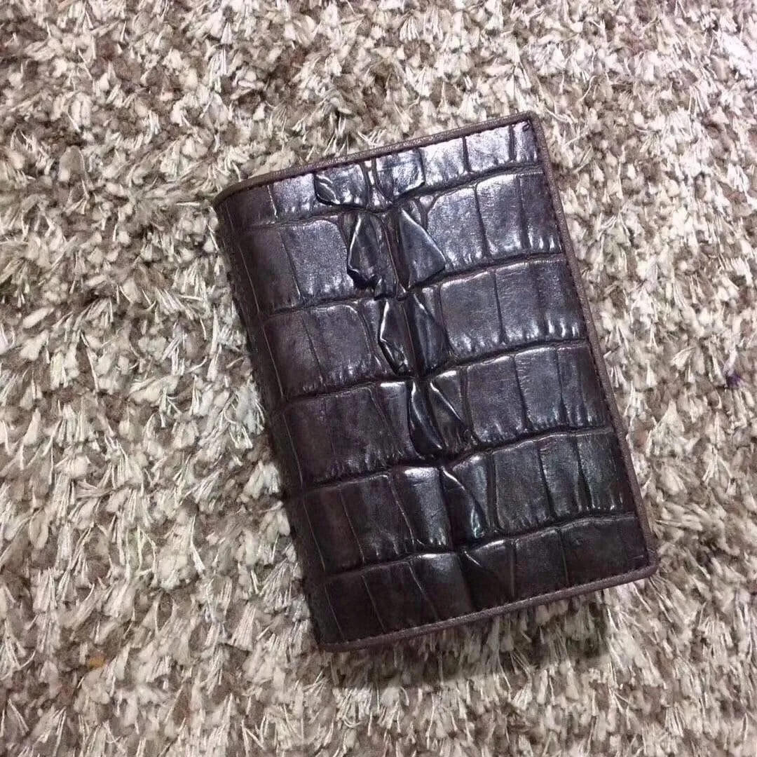 Crocodile Tail Leather Passport Hold