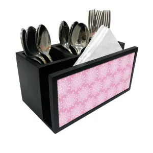 Cutlery Tissue Holder Napkin Stand -  Pink Flower