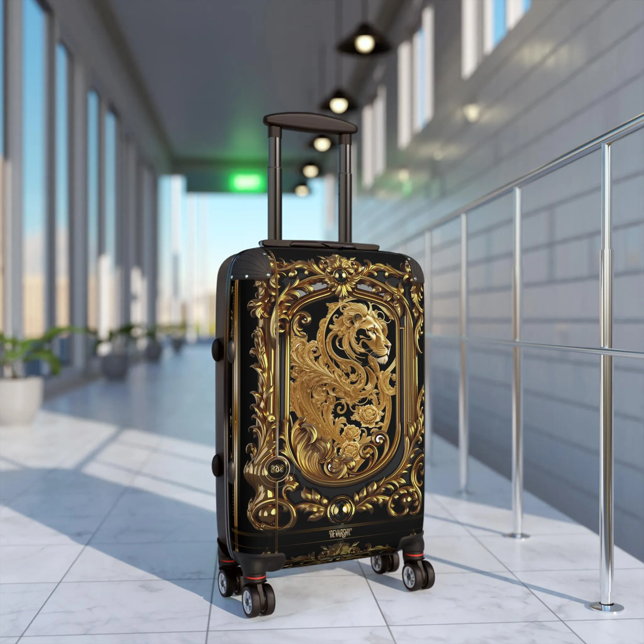 Decorative Gold Suitcase Baroque Travel Luggage Carry-on Suitcase Luxury Hard Shell Suitcase Ornate Lion Travel Suitcase | X3481