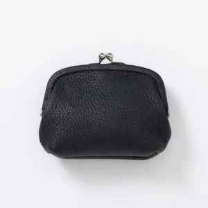 Deer Leather Clasp Coin Purse - Black Color - , Change Purse, Japanese Gamaguchi Coin Purse