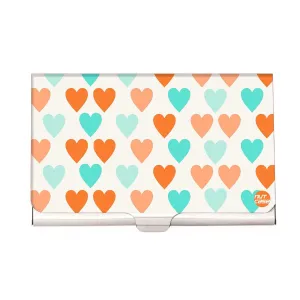 Designer Visiting Card Holder Nutcase - Heart Orange & Blue