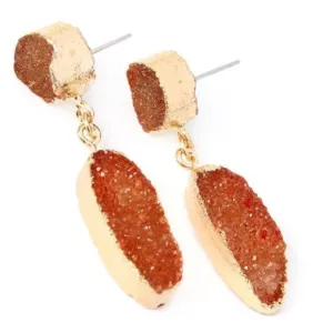 Druzy Drop Earrings - Pumpkin