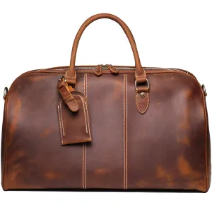 Duffle Bag Simple Vintage Leather Duffel Travel Bag