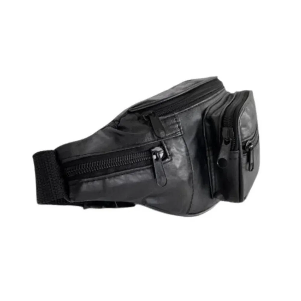 Fanny Pack Black Leather Belt Bag