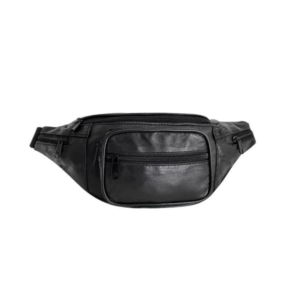 Fanny Pack Black Leather Belt Bag