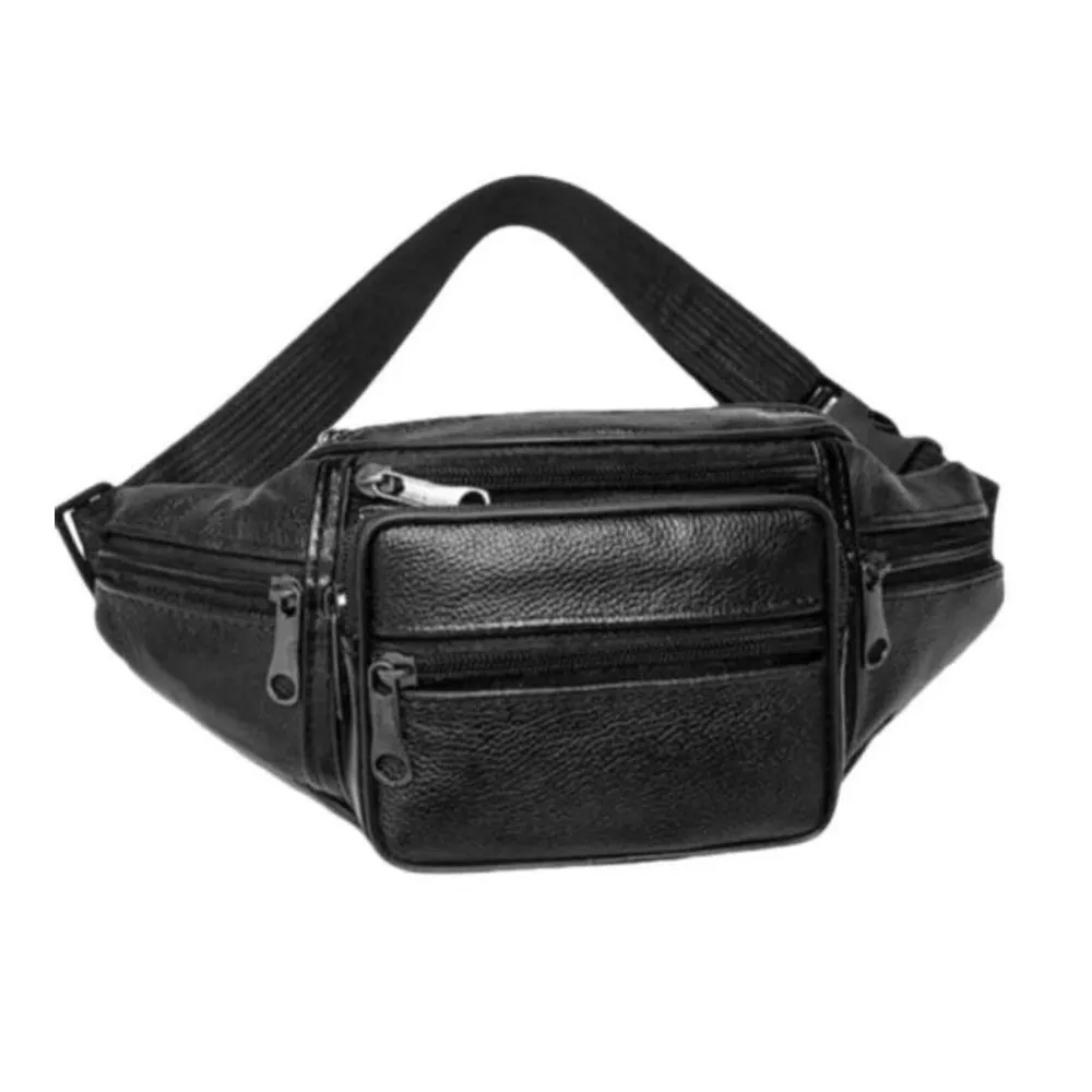 Fanny Pack Black Leather Belt Bag