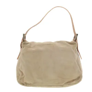 FENDI Mamma Baguette Shoulder Bag Suede Beige Auth yk6145B