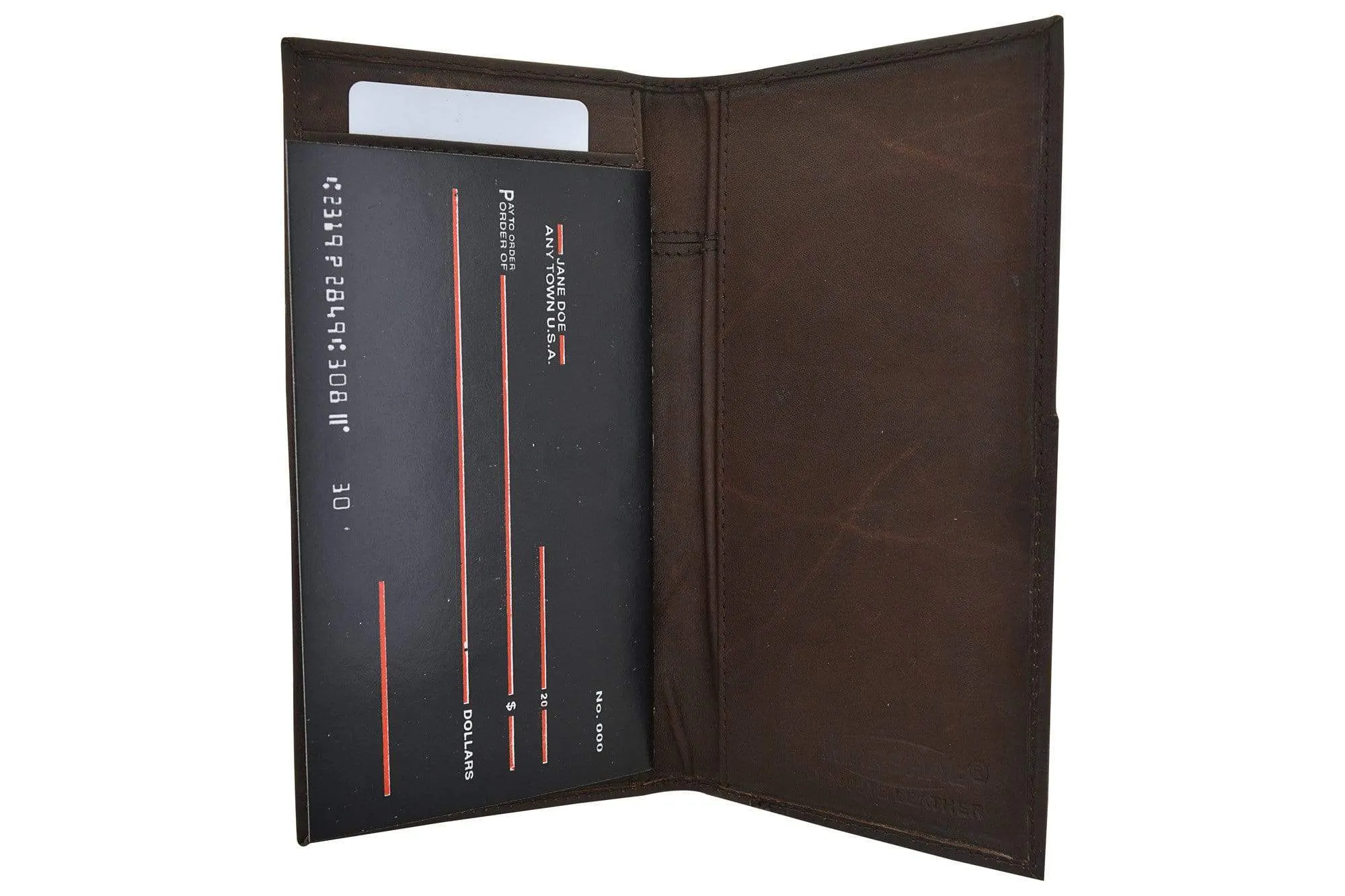 Genuine Leather Bifold Checkbook Cover Wallet with Outside Window 256 CF (C)