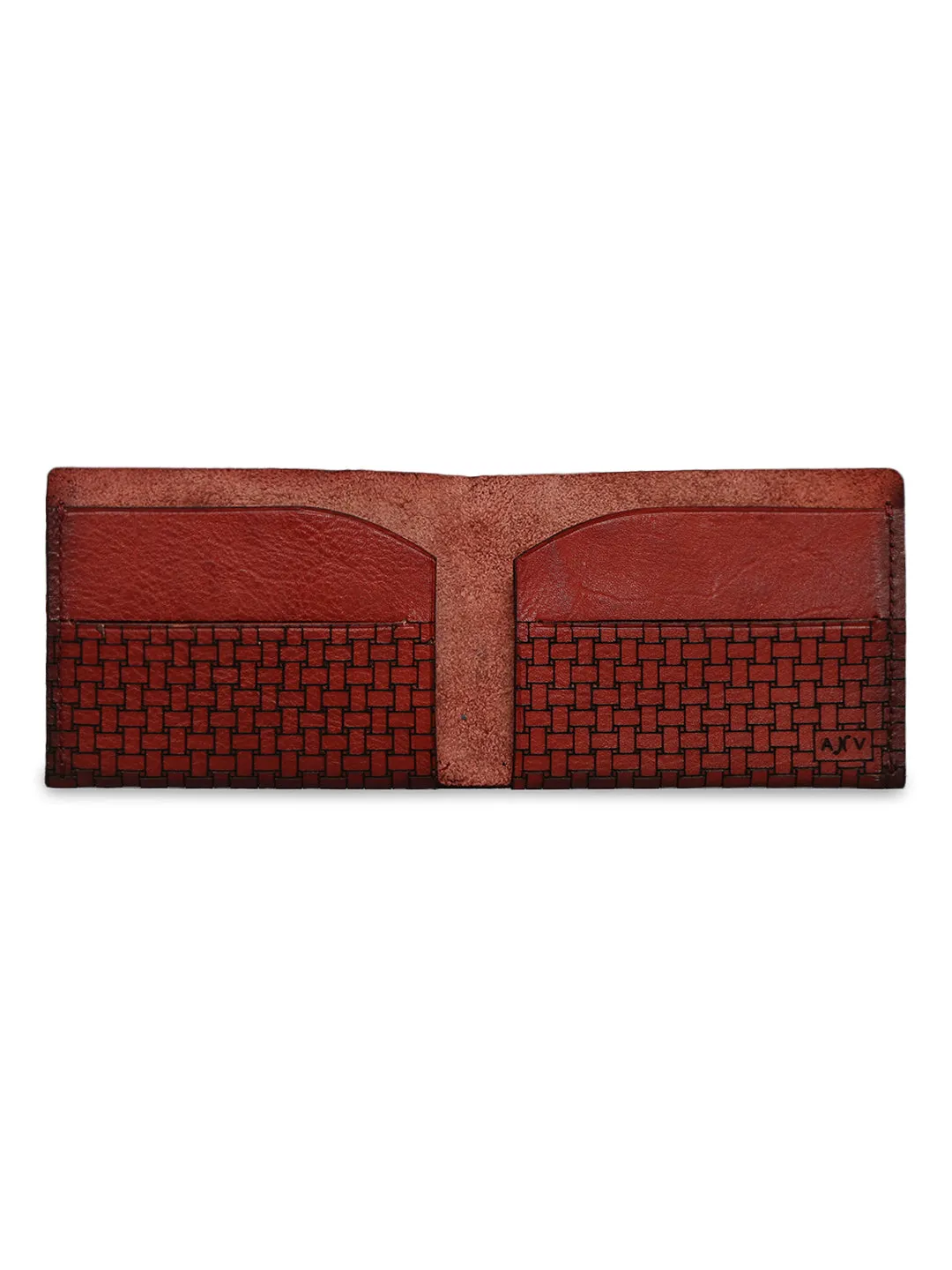 Geometric Elegance: Laser-Printed Wine Leather Wallet By Art N Vintage