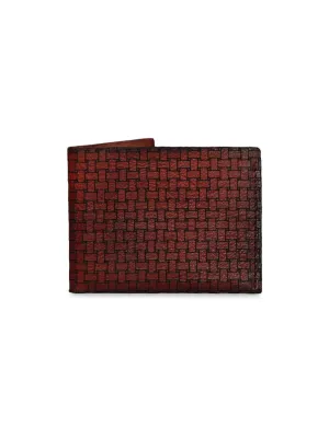 Geometric Elegance: Laser-Printed Wine Leather Wallet By Art N Vintage