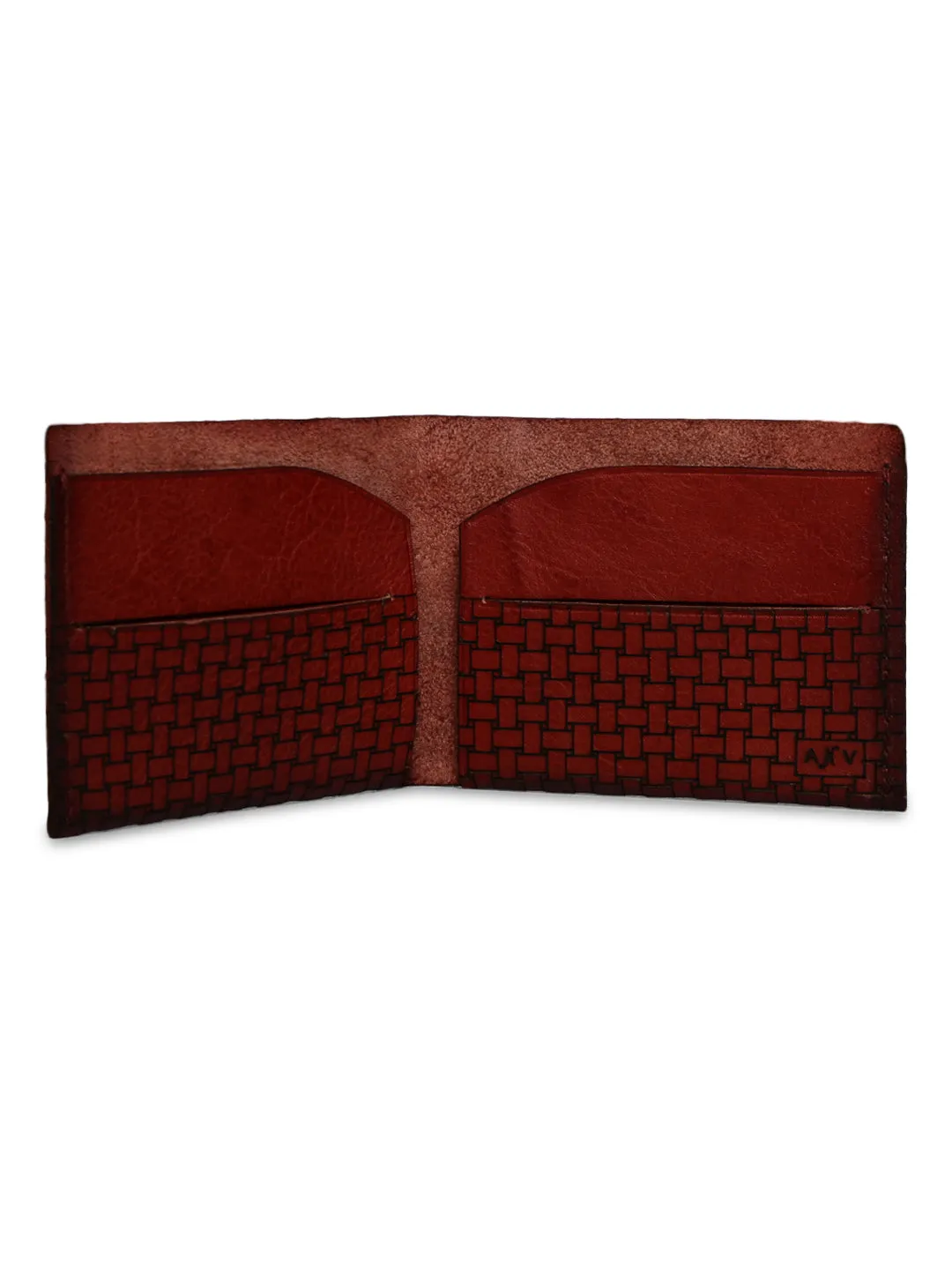 Geometric Elegance: Laser-Printed Wine Leather Wallet By Art N Vintage