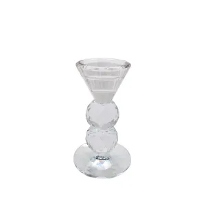 GLASS 5" CANDLE HOLDER, CLEAR