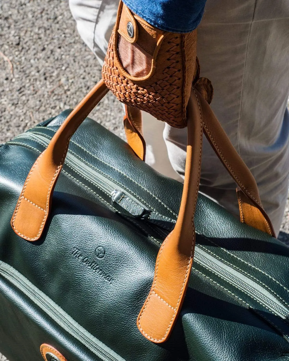 GLOBETROTTER - Full-grain Leather Duffle Bag - British Green/Tan