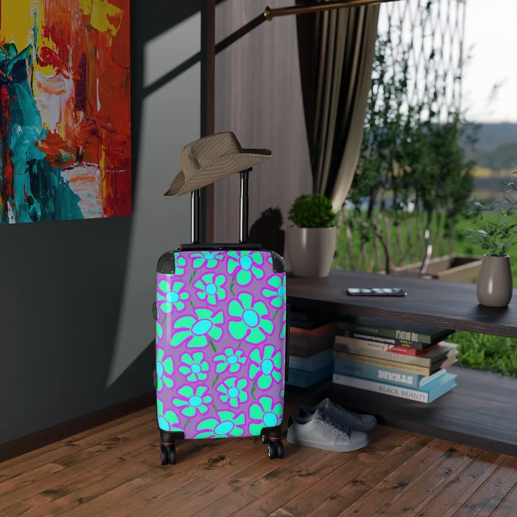 Greenflower on Purple - Cabin Suitcase