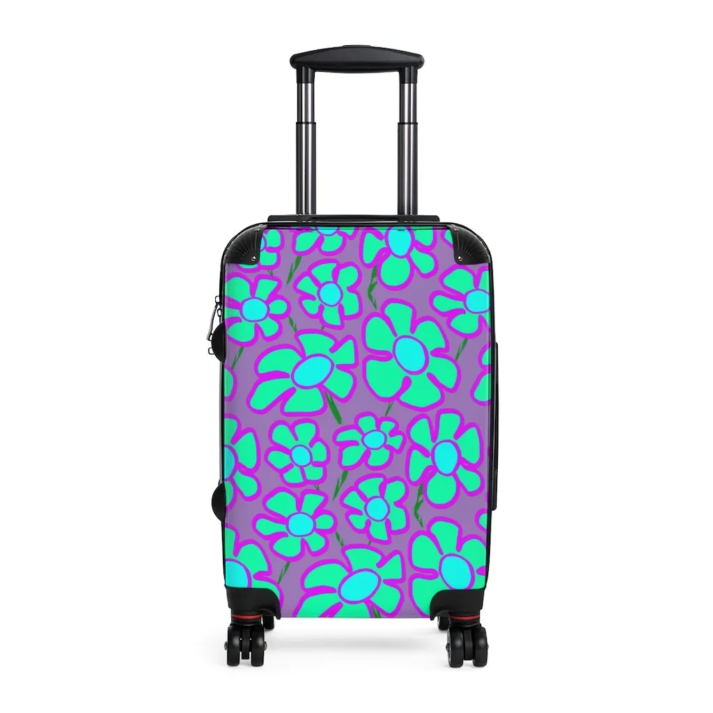 Greenflower on Purple - Cabin Suitcase