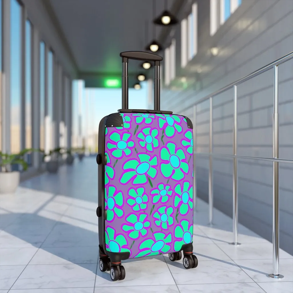 Greenflower on Purple - Cabin Suitcase