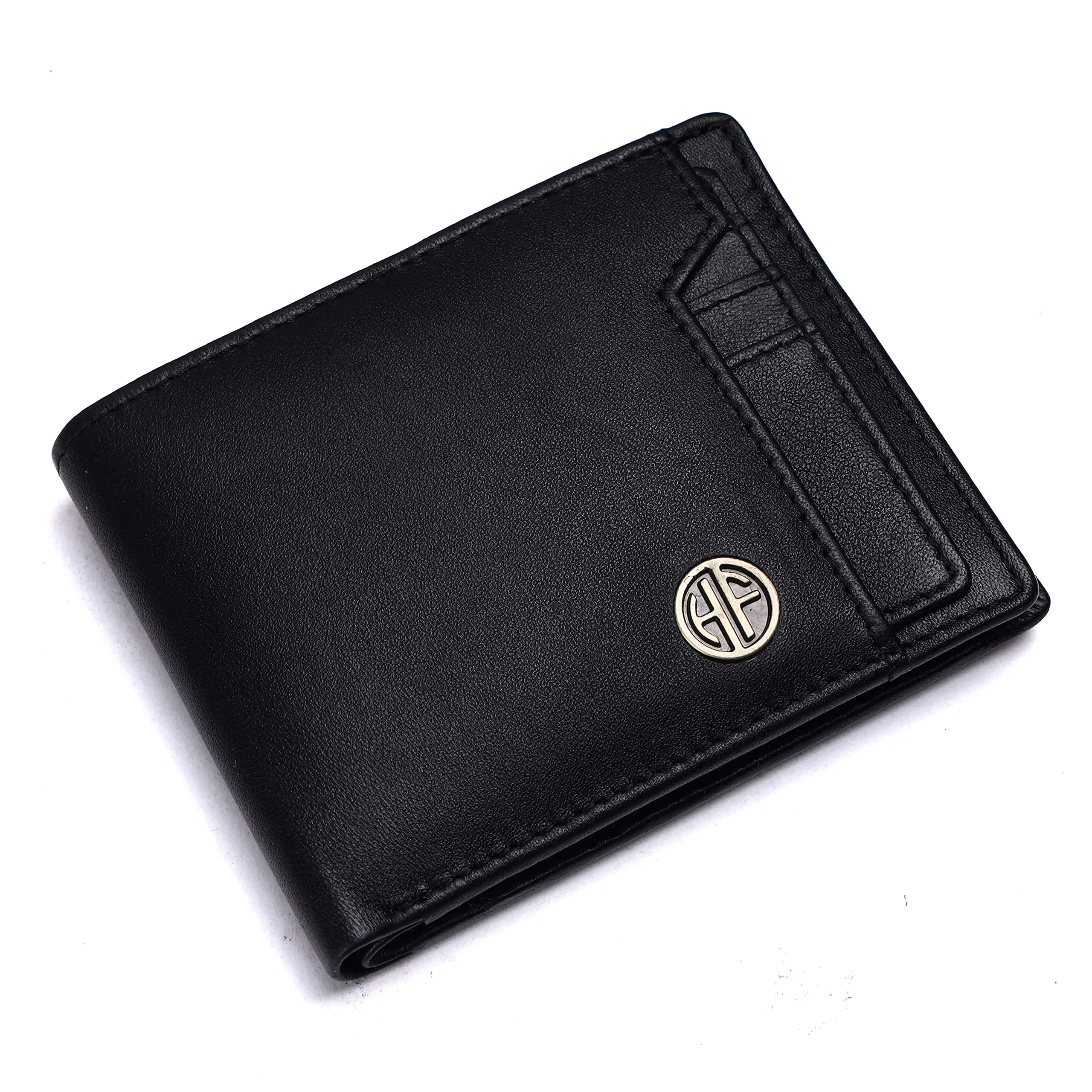 HAMMONDS FLYCATCHER Genuine Leather Wallet for Men - RFID Protected Leather Purse for Men, Money Purse for Men, Bi-Fold Wallet - 6 Card Slots, 1 Card Case, Coin Pocket, Hidden Pockets - Black