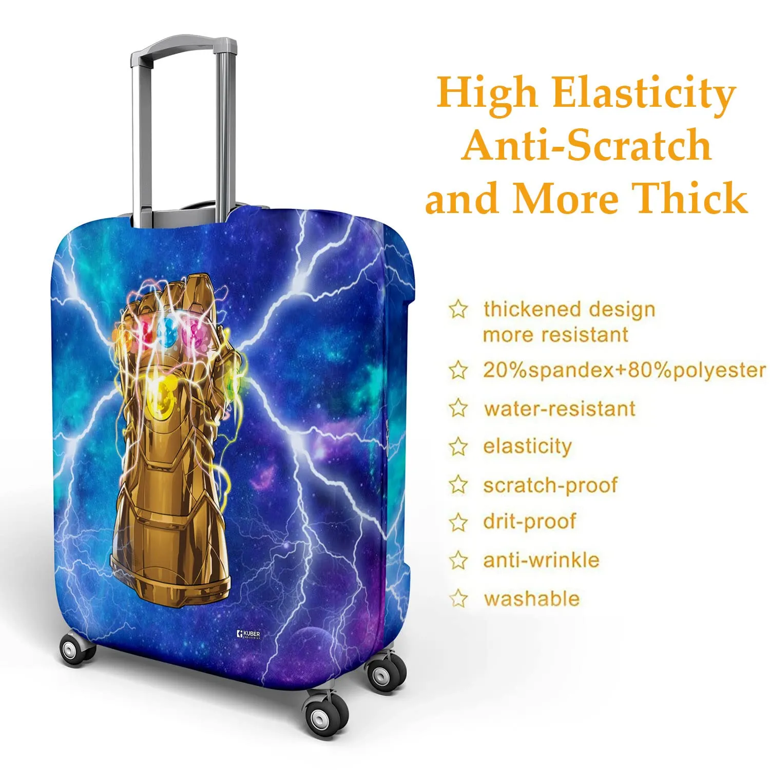 Heart Home Marvel The Infinity Gauntlet Luggage Cover|Polyester Travel Suitcase Cover|Washable|Stretchable Suitcase Cover|18-22 Inch-Small|26-30 Inch-Large|Pack of 2 (Sky Blue)