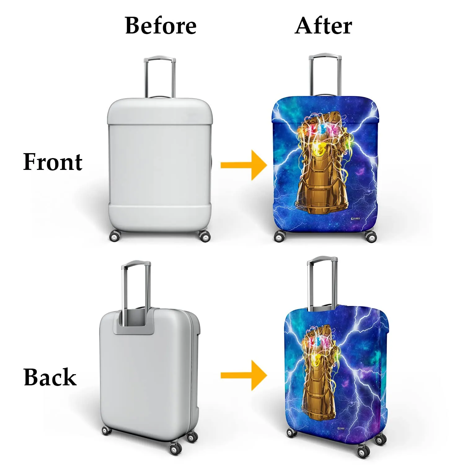 Heart Home Marvel The Infinity Gauntlet Luggage Cover|Polyester Travel Suitcase Cover|Washable|Stretchable Suitcase Cover|18-22 Inch-Small|26-30 Inch-Large|Pack of 2 (Sky Blue)