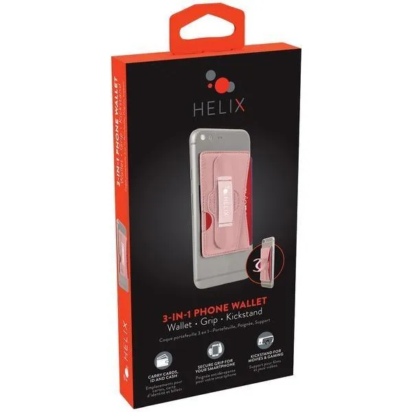 Helix ETHWALPK 3-in-1 Phone Wallet w/ Kickstand (Pink)