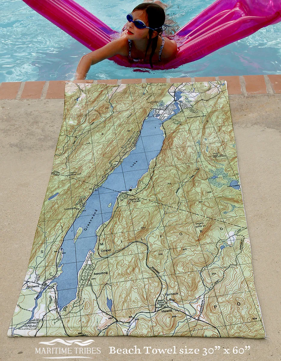 Hewitt NJ Vintage Topo Map Quick Dry Towel