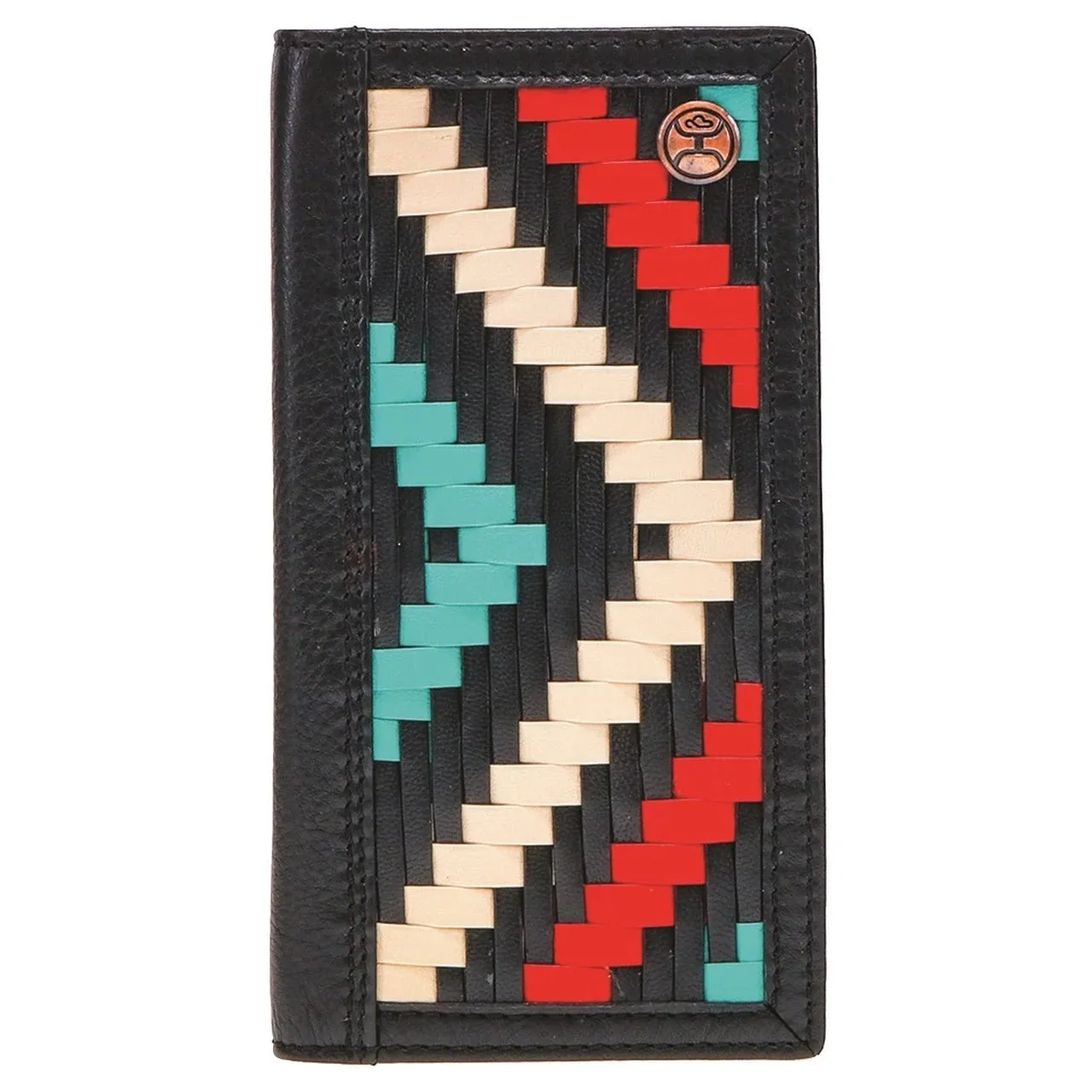 Hooey "Black Hawk" Woven Aztec Print Leather Rodeo Wallet