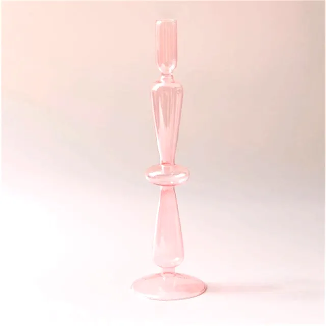 Jelly Pink Glass Candle Holders