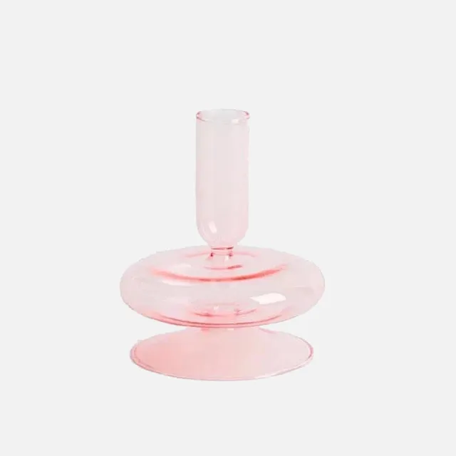 Jelly Pink Glass Candle Holders