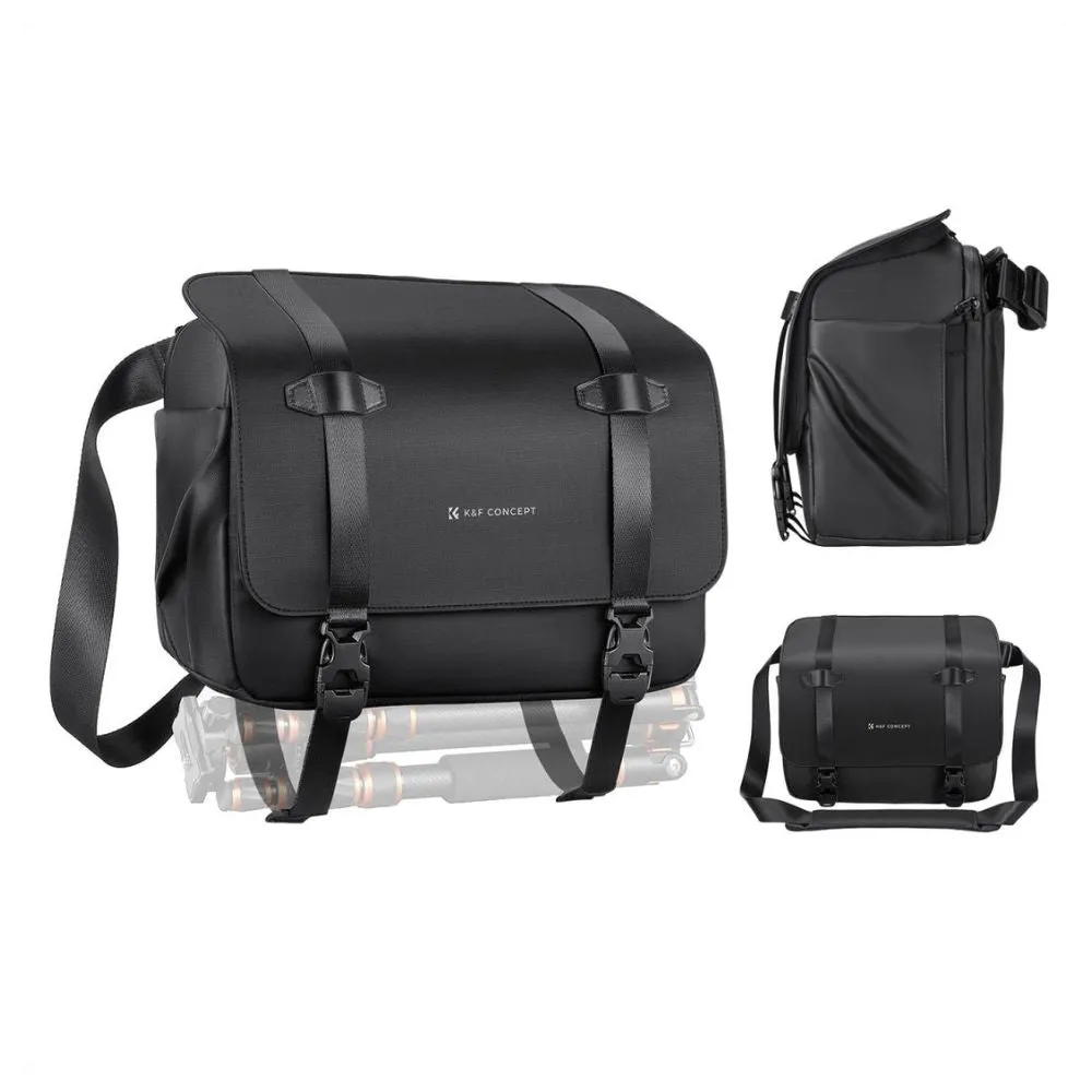 K&F Concept 10L Sling Crossbody Shoulder Camera Bag Splashproof, 10 Liter Load Capacity fits 13" Tablet or Laptop, Padded Dividers for Travel, DSLR Mirrorless, Drones, Lenses, Action Cameras Photo and Video- Urban Wander 10 | Black