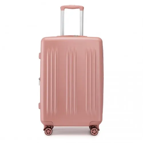 Kono 24 Inch Expandable Sleek Striped Check-In Suitcase with TSA Lock & Silent Spinner Wheels - Nude