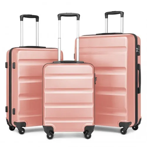 Kono 3-Piece Lightweight ABS Hardshell Suitcase Set with TSA Lock - 19, 24, 28 Inch - Nude - Durable & Stylish Travel Luggage