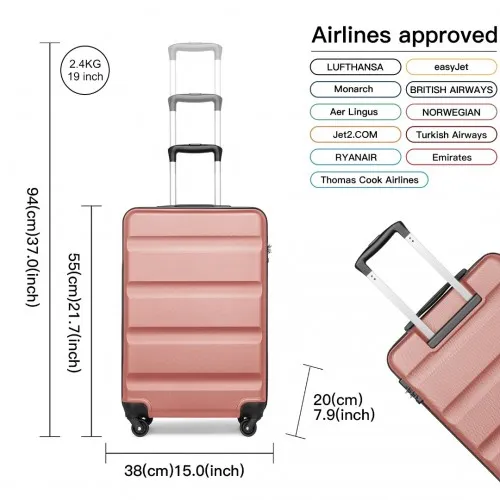 Kono 3-Piece Lightweight ABS Hardshell Suitcase Set with TSA Lock - 19, 24, 28 Inch - Nude - Durable & Stylish Travel Luggage