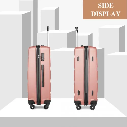 Kono 3-Piece Lightweight ABS Hardshell Suitcase Set with TSA Lock - 19, 24, 28 Inch - Nude - Durable & Stylish Travel Luggage