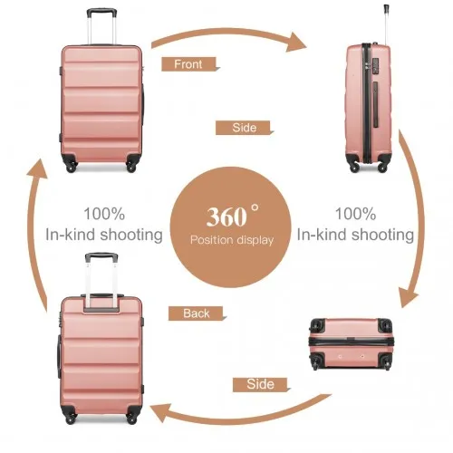 Kono 3-Piece Lightweight ABS Hardshell Suitcase Set with TSA Lock - 19, 24, 28 Inch - Nude - Durable & Stylish Travel Luggage