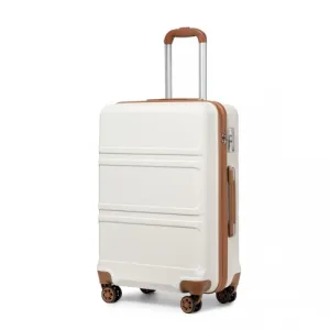 Kono ABS 24 Inch Sculpted Horizontal Design Suitcase - Cream | Durable & Stylish Luggage