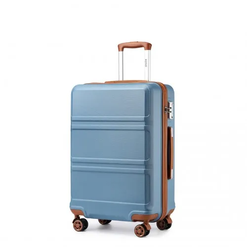 KONO ABS 24-Inch Sculpted Horizontal Design Suitcase - Durable Travel Companion in Grayish Blue and Brown