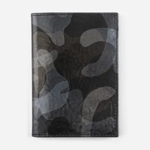 Leather Passport Wallet in Black Camo