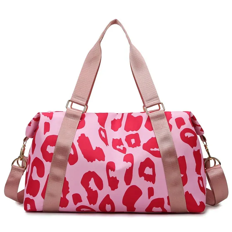 Leopard Print Nylon Sports Bag Women