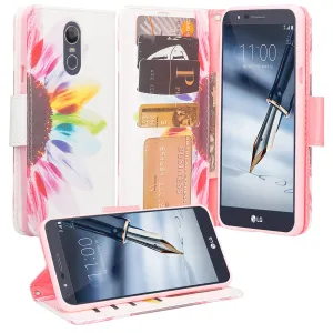 LG Stylo 5 Case, Stylo 5 Wallet Case, Wrist Strap Pu Leather Wallet Case [Kickstand] with ID & Credit Card Slots - Vivid Sunflower