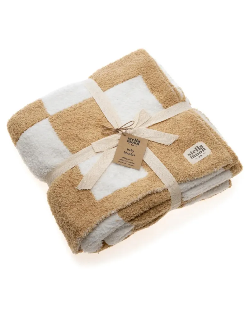 Luxe Check Dog Blanket in Sand