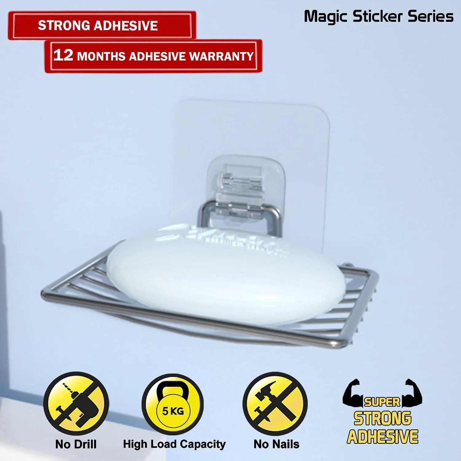 Magic Sticker Series No Drill Bathroom Soap Dish Stand