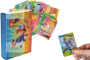 MANAKI ENTERPRISE 55 PCS Rainbow Foil Card Assorted Cards TCG Deck Box - V Series Cards Vmax GX Rare Golden Cards and Common-Rare Mystery Card (Rainbow)