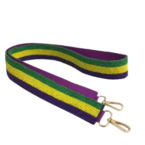 Mardi Gras Striped Beaded Purse Strap