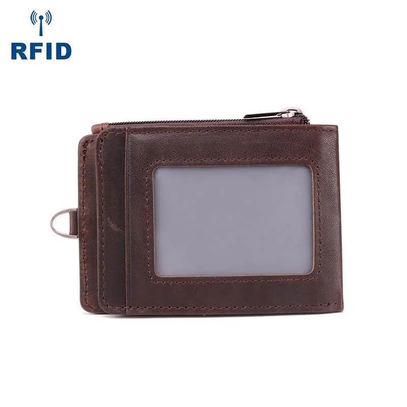 Men Genuine Leather Casual Anti-Theft RFID Blocking Wallet Card Holder