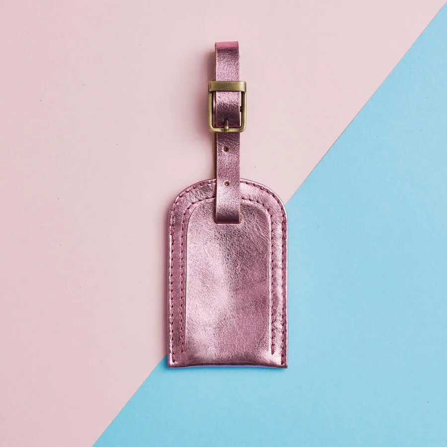 Metallic Leather Luggage Tag