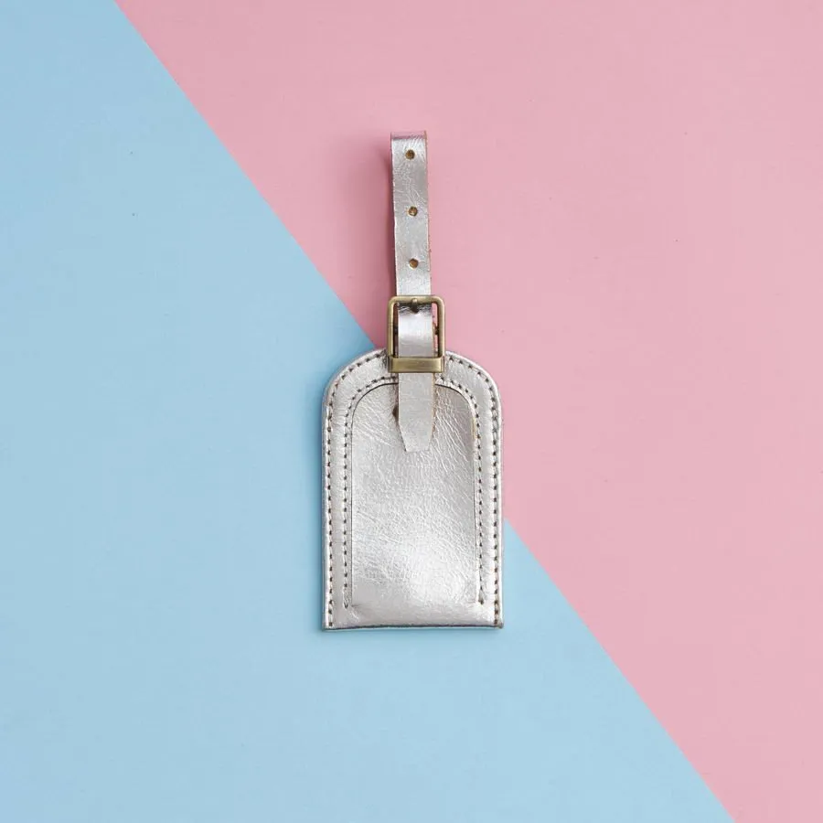 Metallic Leather Luggage Tag