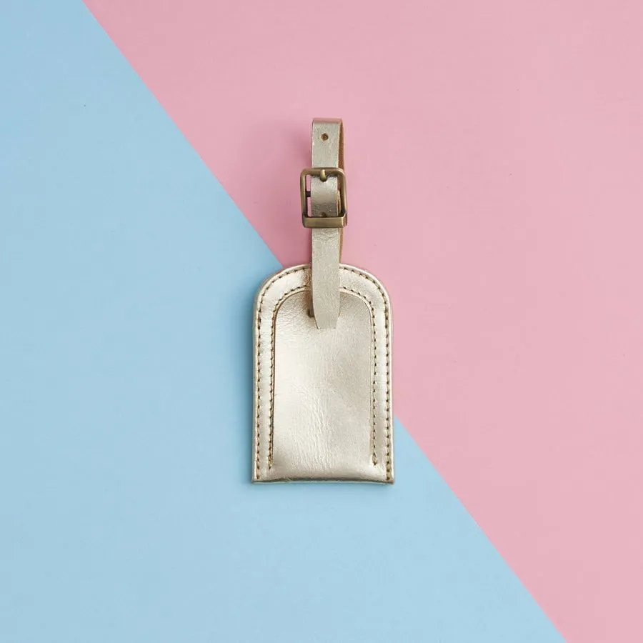 Metallic Leather Luggage Tag