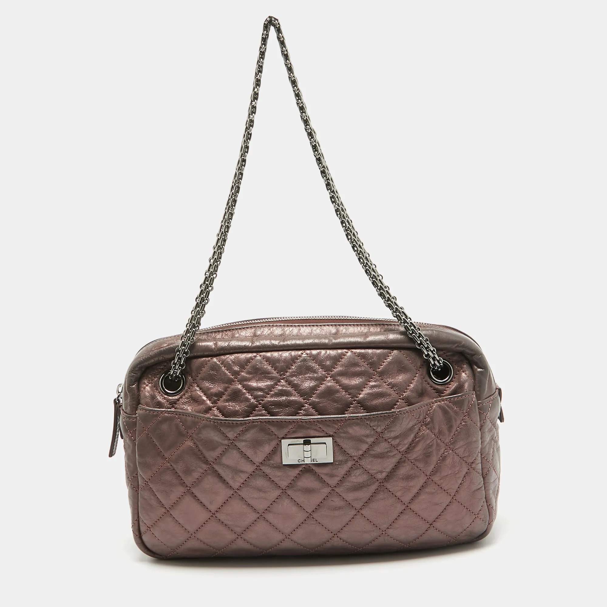 Metallic Pink Quilted Leather Reissue 2.55 Camera Bag