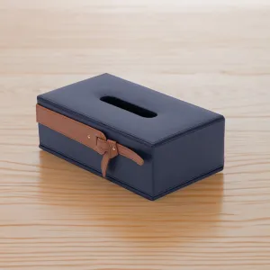 Mona Vegan Leather Tissue Box - Navy Blue