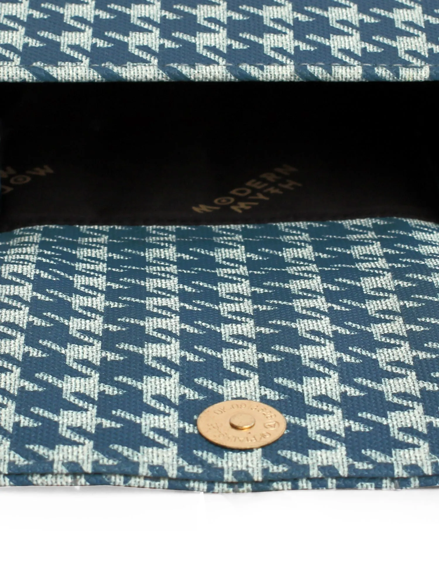 Nano Blue & White Houndstooth Mini Box Bag | Modern Myth